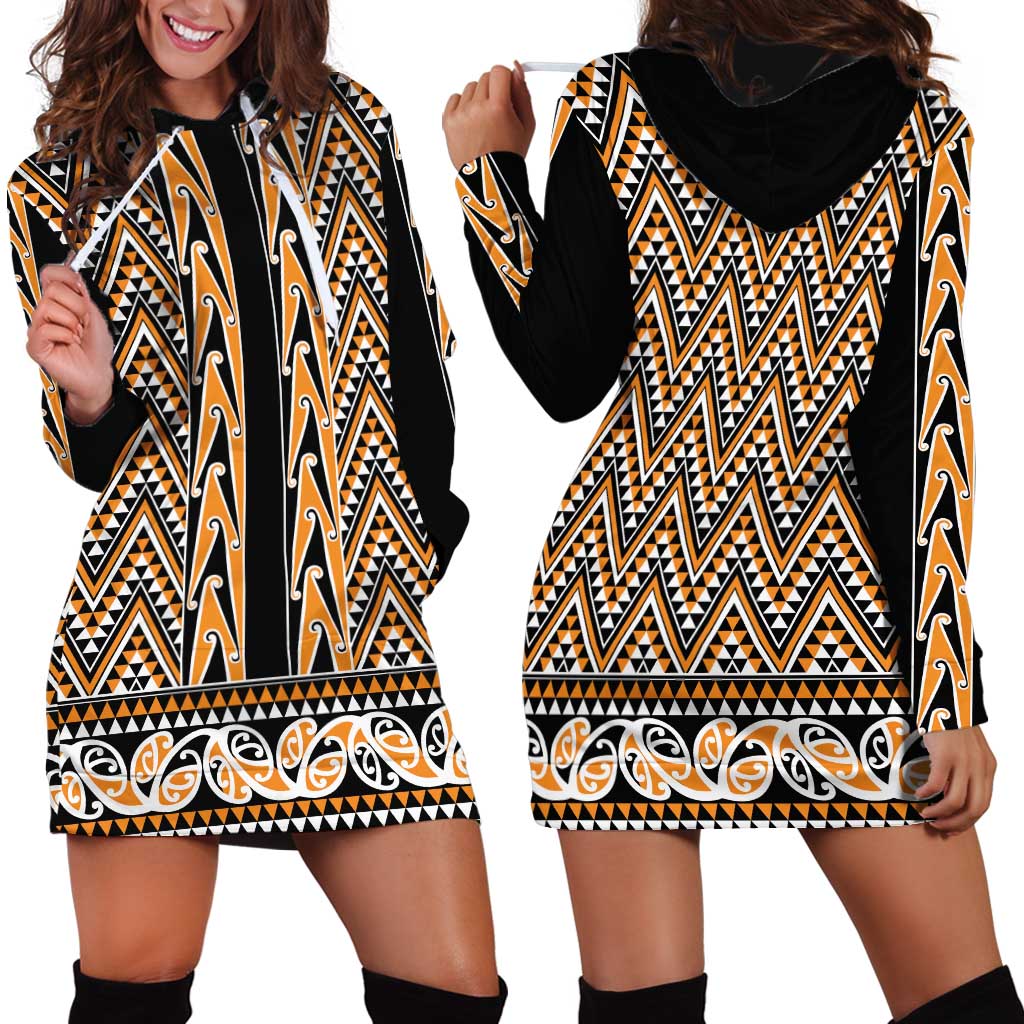 New Zealand Maori Niho Taniwha Hoodie Dress Karaka Mangopare and Puhoro Pattern LT9 - Polynesian Pride