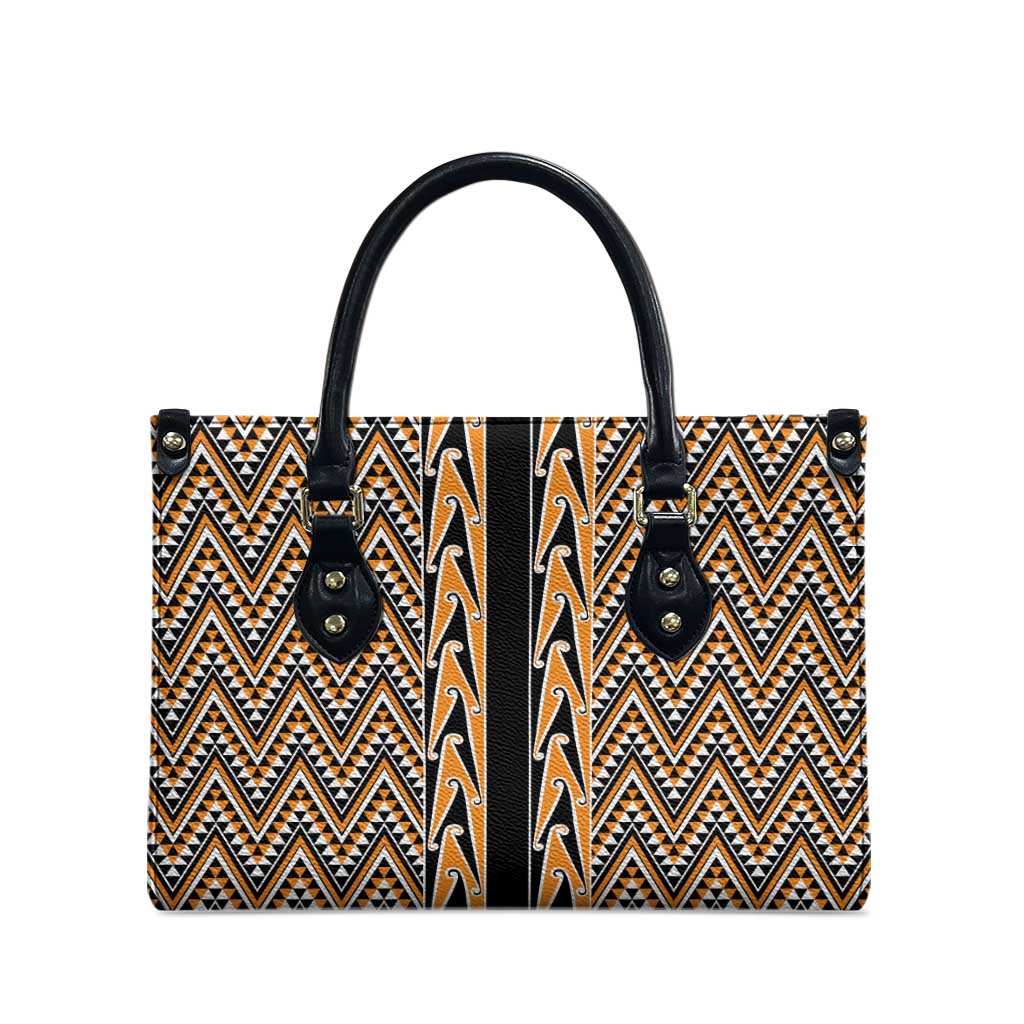 New Zealand Maori Niho Taniwha Leather Bag Karaka Mangopare and Puhoro Pattern - Polynesian Pride