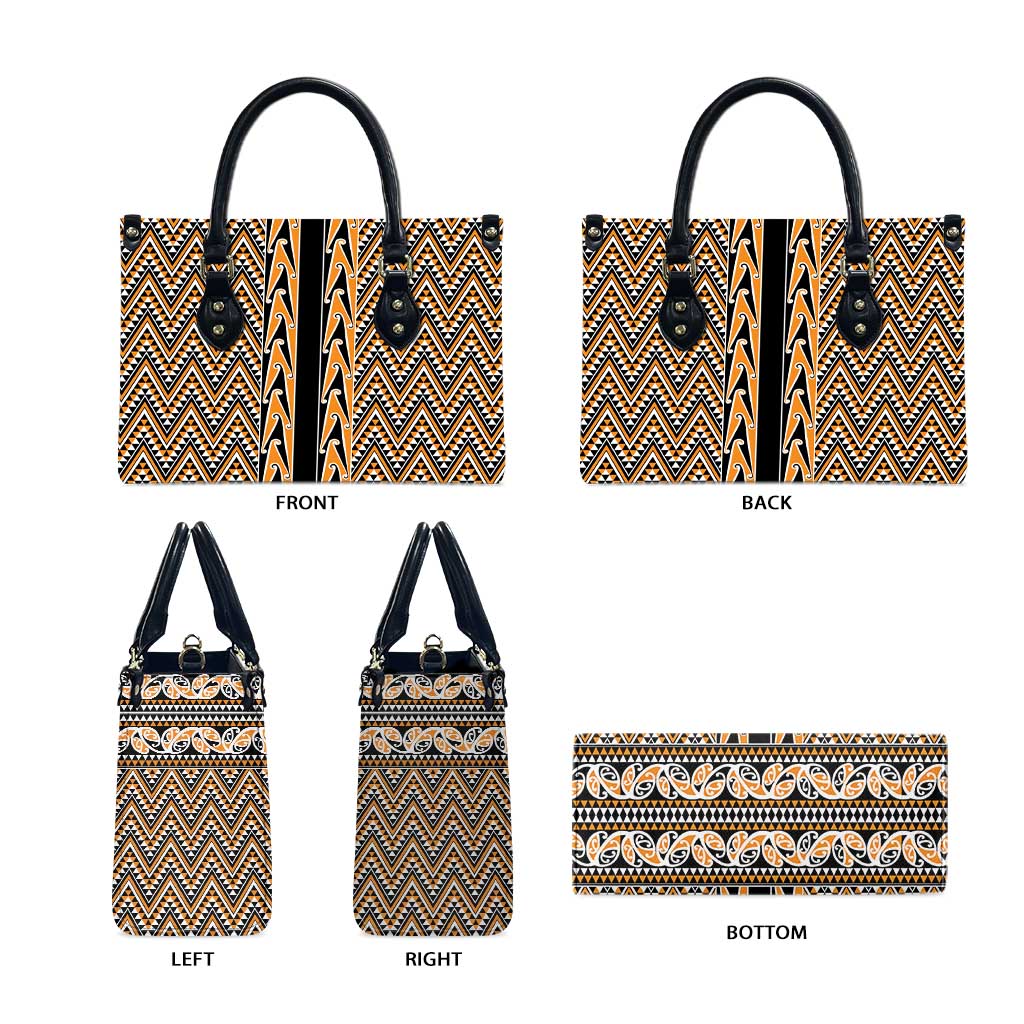 New Zealand Maori Niho Taniwha Leather Bag Karaka Mangopare and Puhoro Pattern - Polynesian Pride