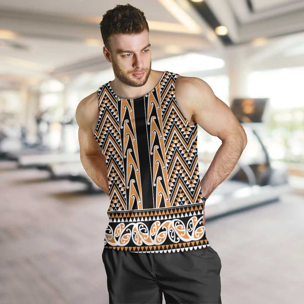 New Zealand Maori Niho Taniwha Men Tank Top Karaka Mangopare and Puhoro Pattern