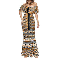 New Zealand Maori Niho Taniwha Mermaid Dress Karaka Mangopare and Puhoro Pattern