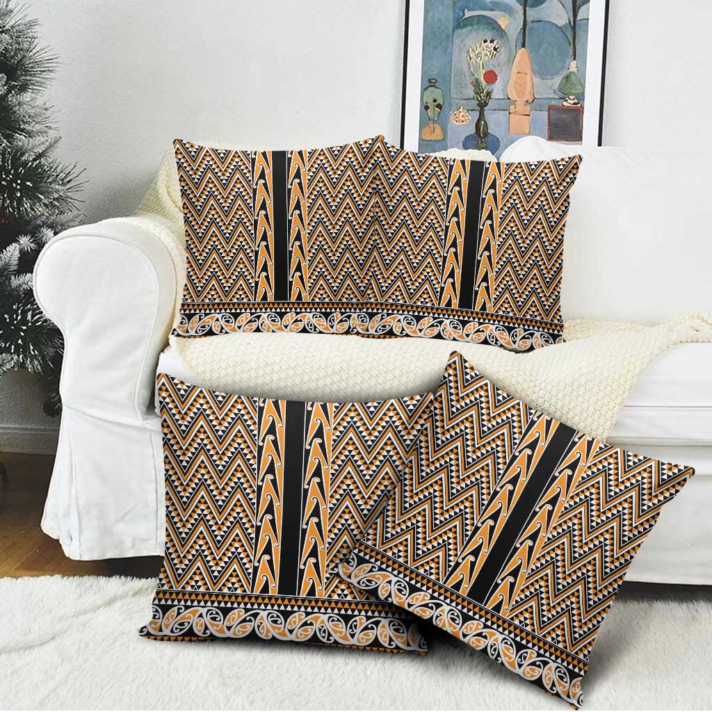 New Zealand Maori Niho Taniwha Pillow Cover Karaka Mangopare and Puhoro Pattern - Polynesian Pride