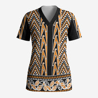 New Zealand Maori Niho Taniwha Scrub Top Karaka Mangopare and Puhoro Pattern - Polynesian Pride