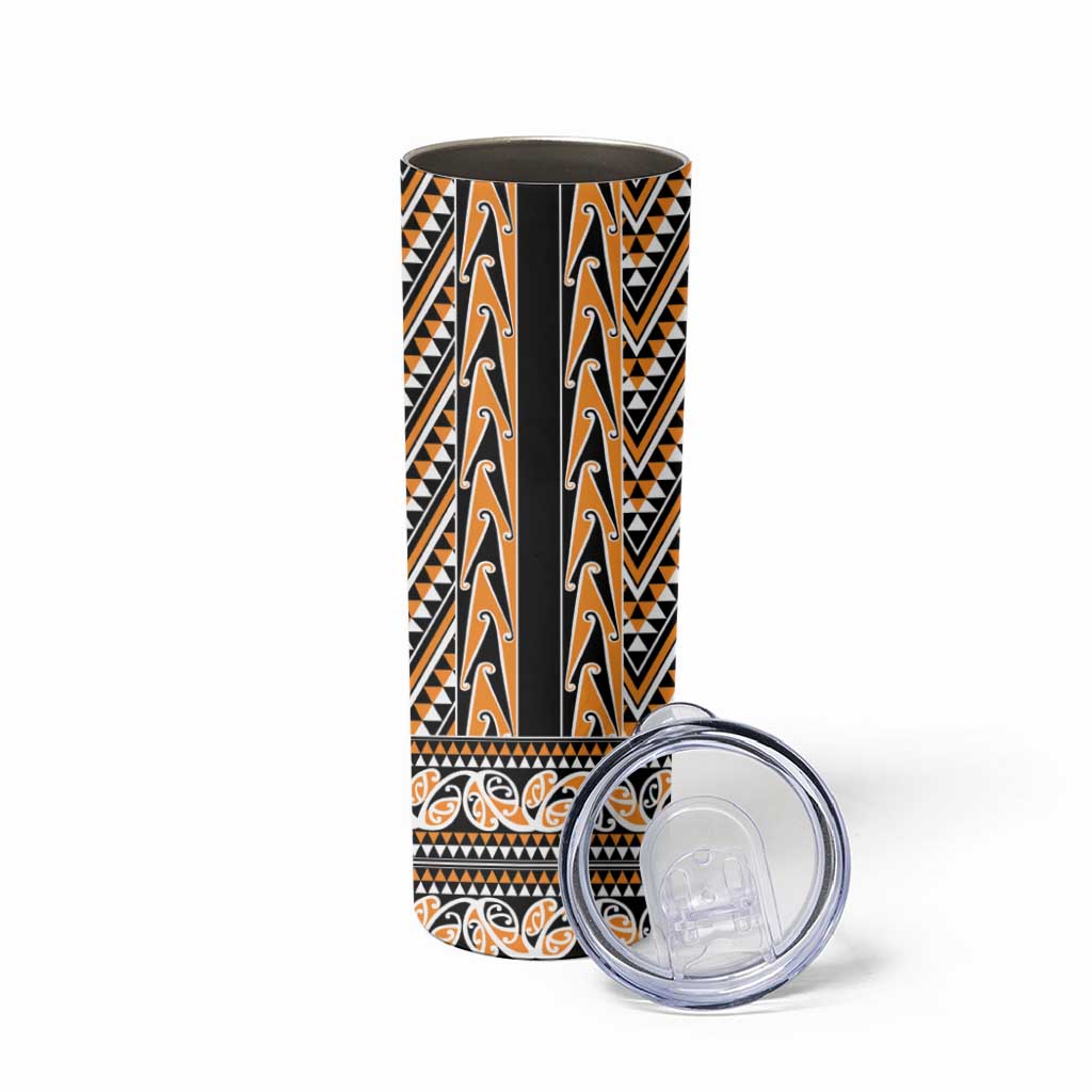 New Zealand Maori Niho Taniwha Skinny Tumbler Karaka Mangopare and Puhoro Pattern LT9 - Polynesian Pride