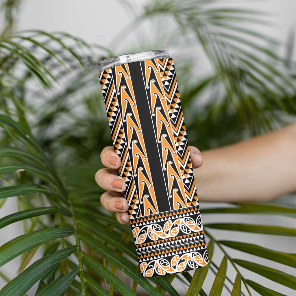 New Zealand Maori Niho Taniwha Skinny Tumbler Karaka Mangopare and Puhoro Pattern LT9 - Polynesian Pride