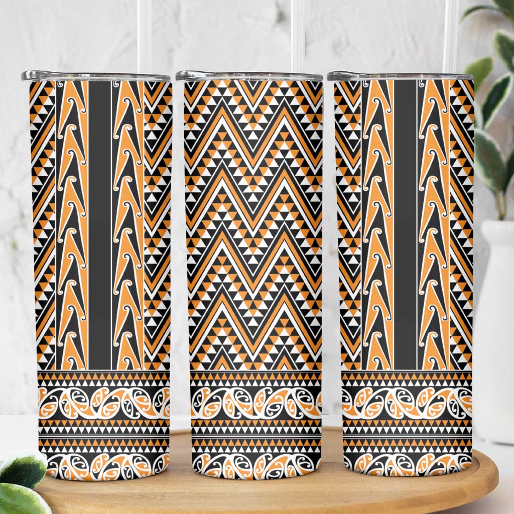New Zealand Maori Niho Taniwha Skinny Tumbler Karaka Mangopare and Puhoro Pattern LT9 - Polynesian Pride
