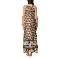 New Zealand Maori Niho Taniwha Tank Maxi Dress Karaka Mangopare and Puhoro Pattern