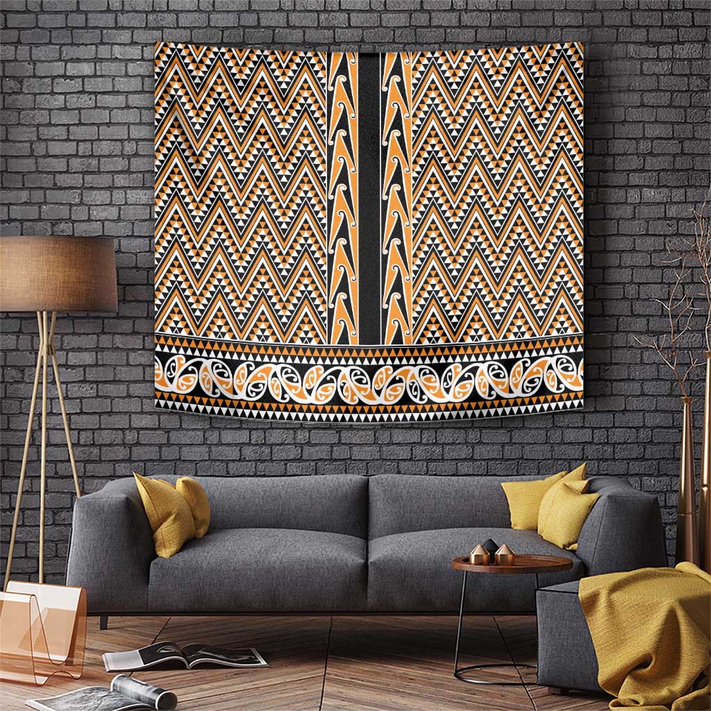 New Zealand Maori Niho Taniwha Tapestry Karaka Mangopare and Puhoro Pattern