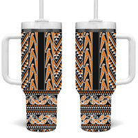 New Zealand Maori Niho Taniwha Tumbler With Handle Karaka Mangopare and Puhoro Pattern