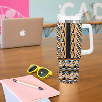 New Zealand Maori Niho Taniwha Tumbler With Handle Karaka Mangopare and Puhoro Pattern