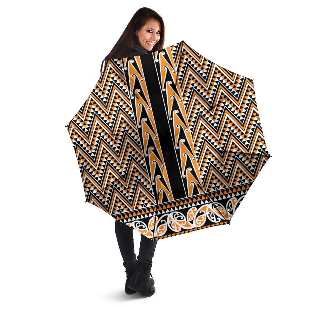New Zealand Maori Niho Taniwha Umbrella Karaka Mangopare and Puhoro Pattern - Polynesian Pride