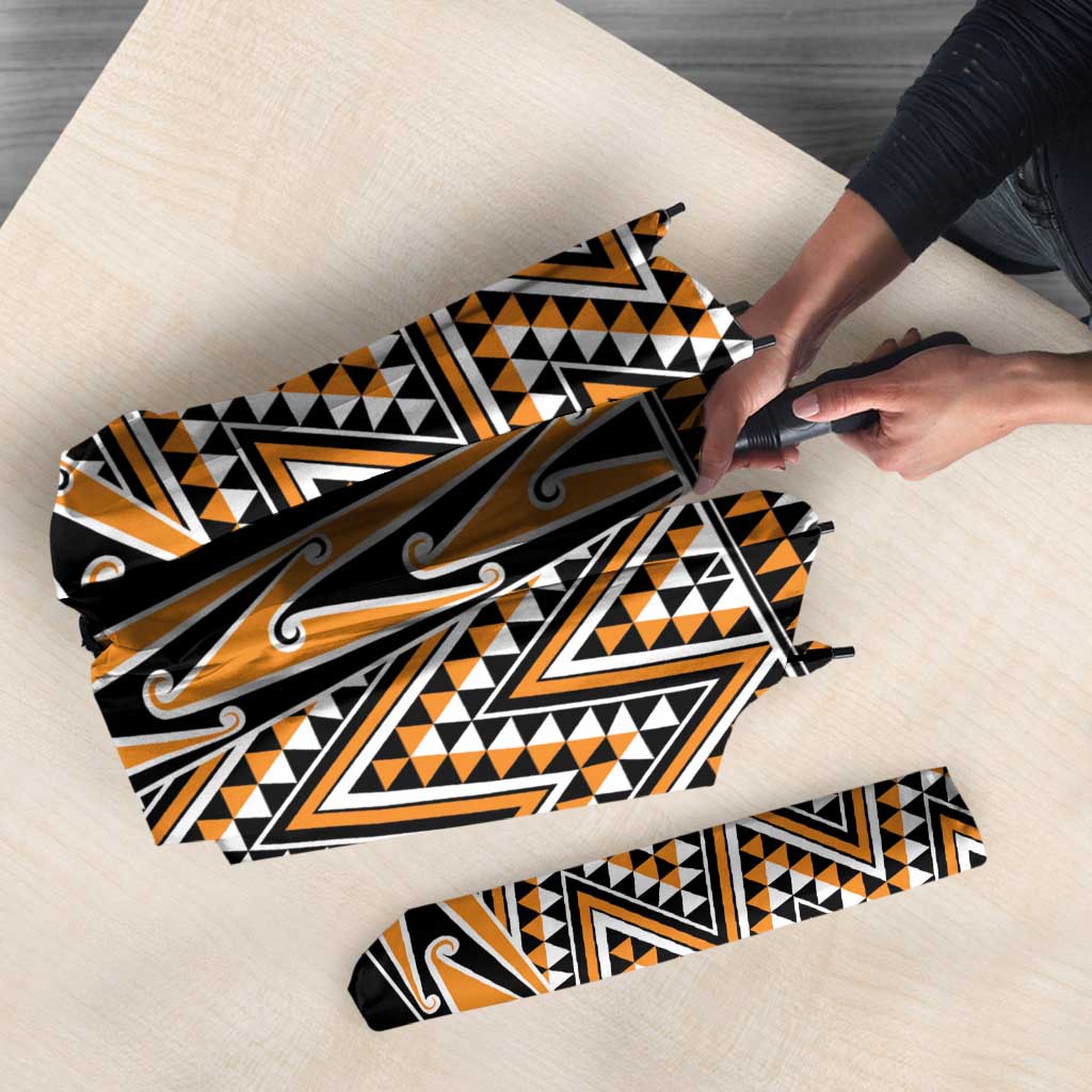 New Zealand Maori Niho Taniwha Umbrella Karaka Mangopare and Puhoro Pattern - Polynesian Pride