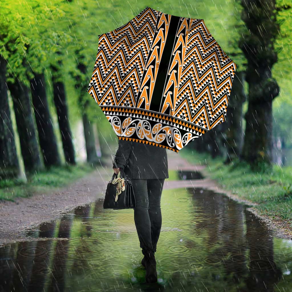 New Zealand Maori Niho Taniwha Umbrella Karaka Mangopare and Puhoro Pattern - Polynesian Pride