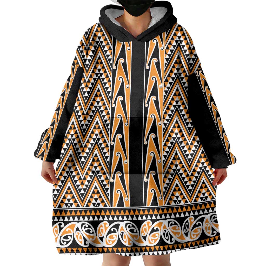 New Zealand Maori Niho Taniwha Wearable Blanket Hoodie Karaka Mangopare and Puhoro Pattern LT9 - Polynesian Pride