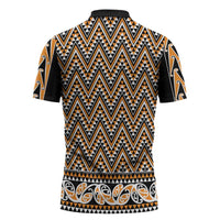 New Zealand Maori Niho Taniwha Zipper Polo Shirt Karaka Mangopare and Puhoro Pattern LT9 - Polynesian Pride