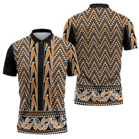 New Zealand Maori Niho Taniwha Zipper Polo Shirt Karaka Mangopare and Puhoro Pattern LT9 - Polynesian Pride