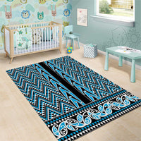 New Zealand Maori Niho Taniwha Area Rug Kikorangi Mangopare and Puhoro Pattern