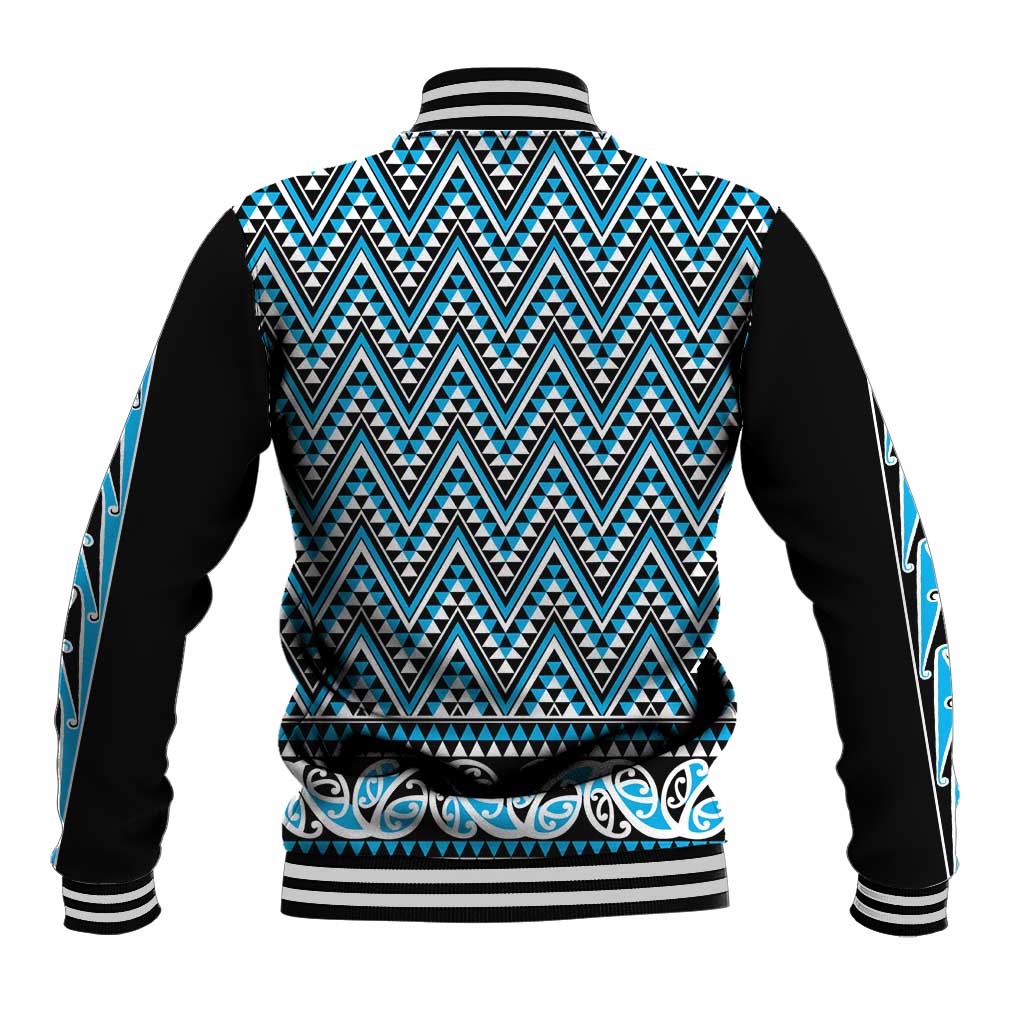 New Zealand Maori Niho Taniwha Baseball Jacket Kikorangi Mangopare and Puhoro Pattern