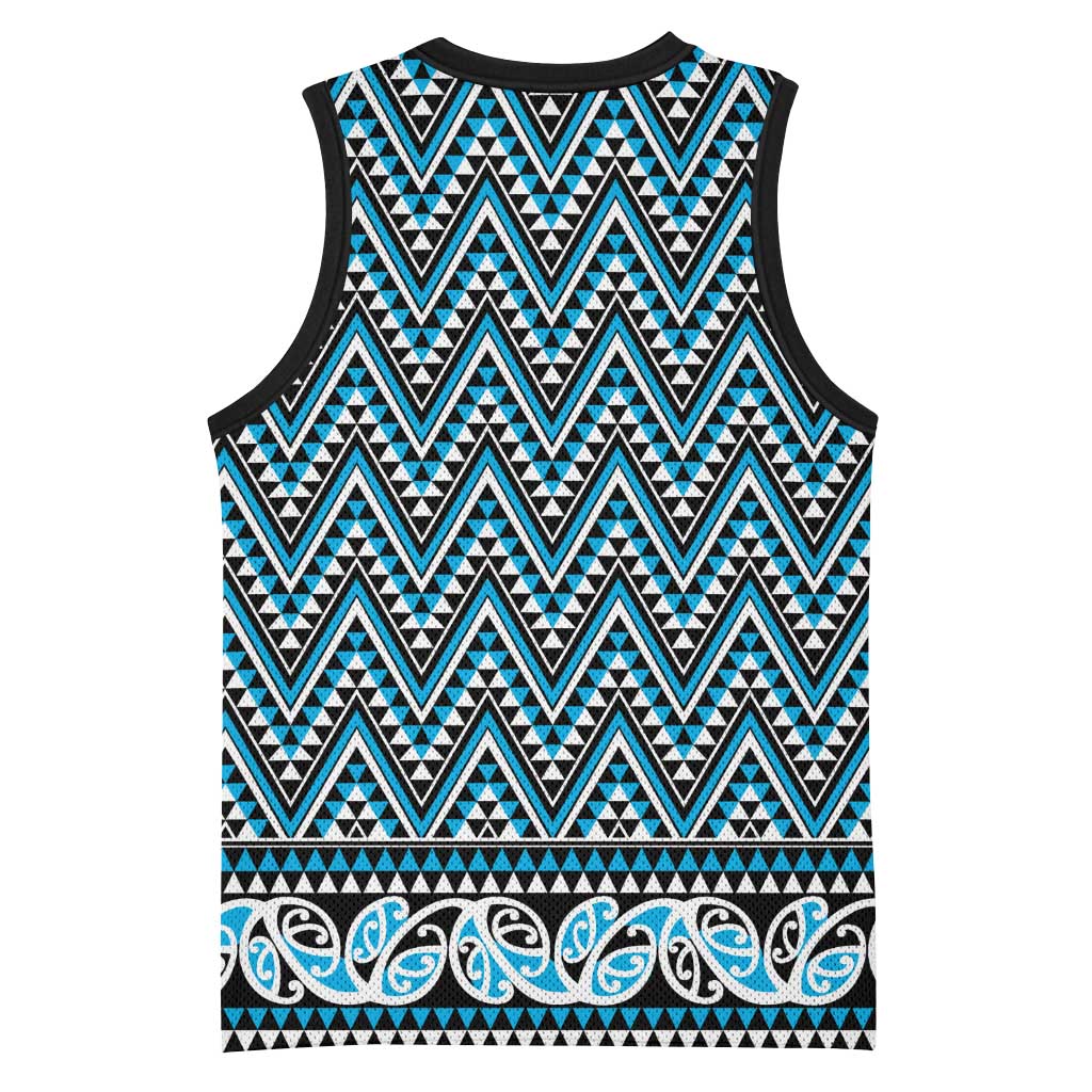 New Zealand Maori Niho Taniwha Basketball Jersey Kikorangi Mangopare and Puhoro Pattern LT9 - Polynesian Pride