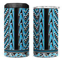 New Zealand Maori Niho Taniwha 4 in 1 Can Cooler Tumbler Kikorangi Mangopare and Puhoro Pattern LT9 One Size: 16 oz Blue - Polynesian Pride