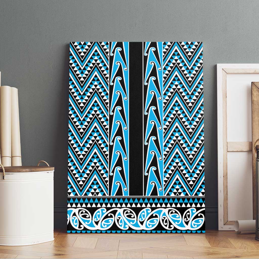 New Zealand Maori Niho Taniwha Canvas Wall Art Kikorangi Mangopare and Puhoro Pattern