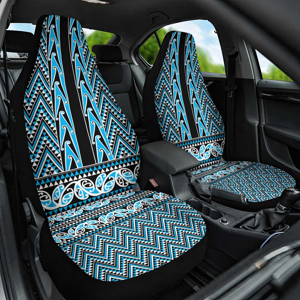 New Zealand Maori Niho Taniwha Car Seat Cover Kikorangi Mangopare and Puhoro Pattern LT9 One Size Blue - Polynesian Pride