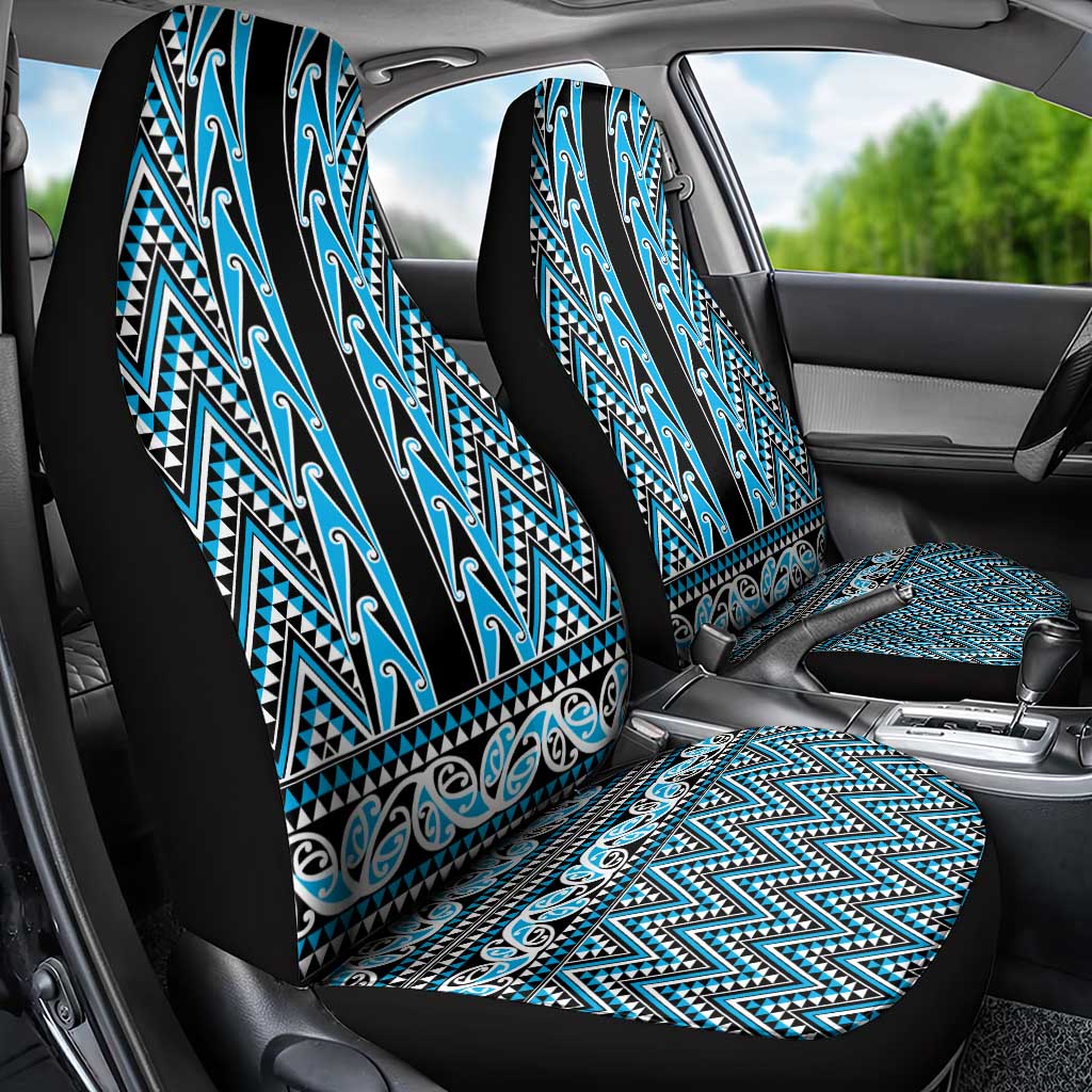New Zealand Maori Niho Taniwha Car Seat Cover Kikorangi Mangopare and Puhoro Pattern LT9 - Polynesian Pride