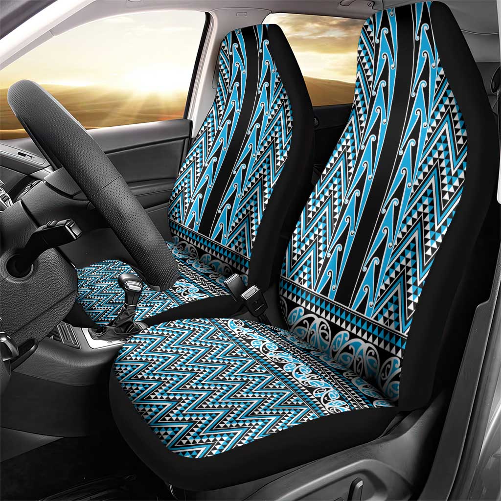 New Zealand Maori Niho Taniwha Car Seat Cover Kikorangi Mangopare and Puhoro Pattern LT9 - Polynesian Pride