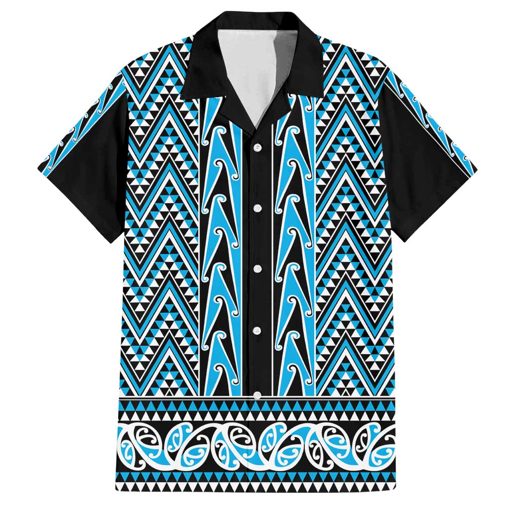 New Zealand Maori Niho Taniwha Family Matching Off Shoulder Short Dress and Hawaiian Shirt Kikorangi Mangopare and Puhoro Pattern