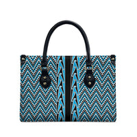 New Zealand Maori Niho Taniwha Leather Bag Kikorangi Mangopare and Puhoro Pattern - Polynesian Pride