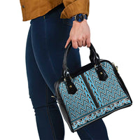 New Zealand Maori Niho Taniwha Shoulder Handbag Kikorangi Mangopare and Puhoro Pattern