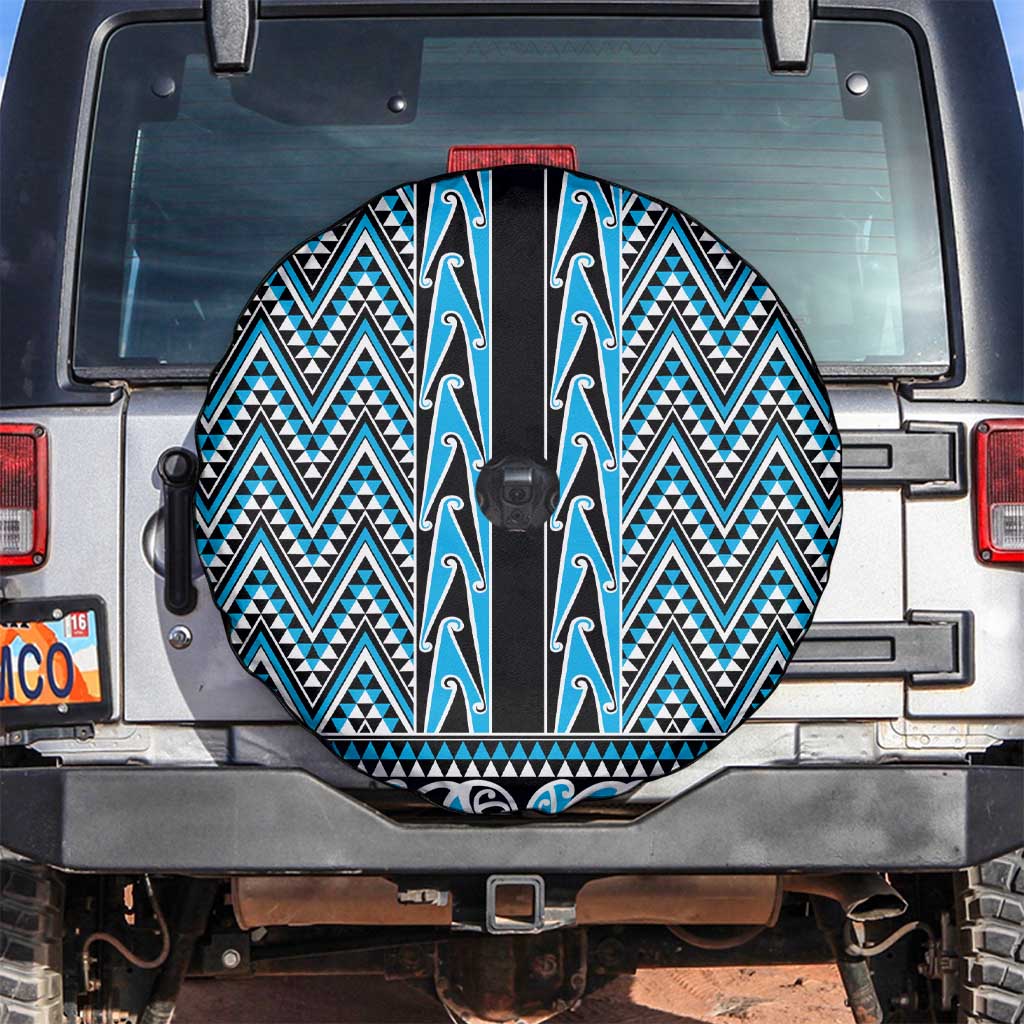 New Zealand Maori Niho Taniwha Spare Tire Cover Kikorangi Mangopare and Puhoro Pattern LT9 Blue - Polynesian Pride