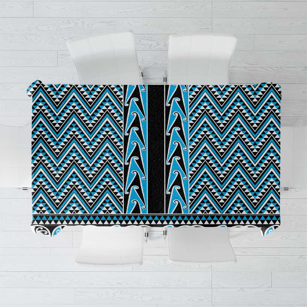New Zealand Maori Niho Taniwha Tablecloth Kikorangi Mangopare and Puhoro Pattern