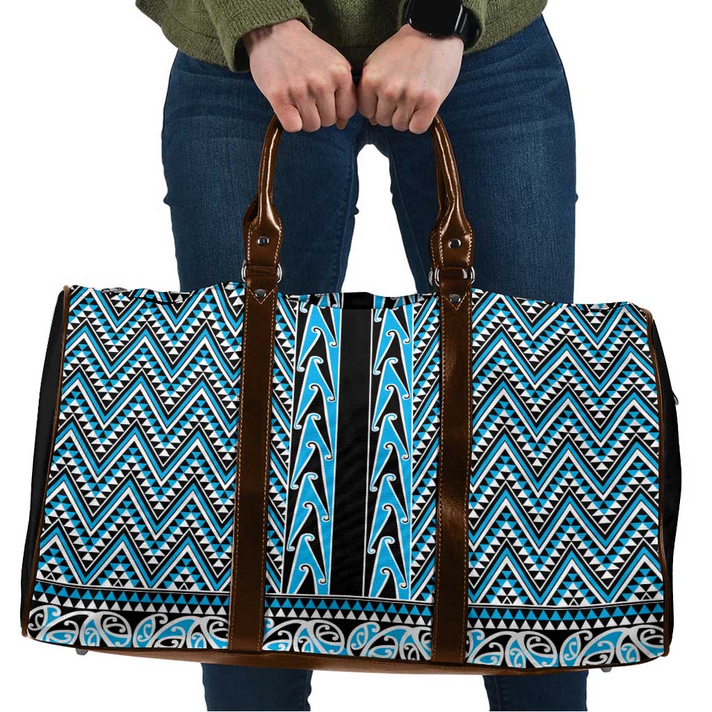 New Zealand Maori Niho Taniwha Travel Bag Kikorangi Mangopare and Puhoro Pattern - Polynesian Pride