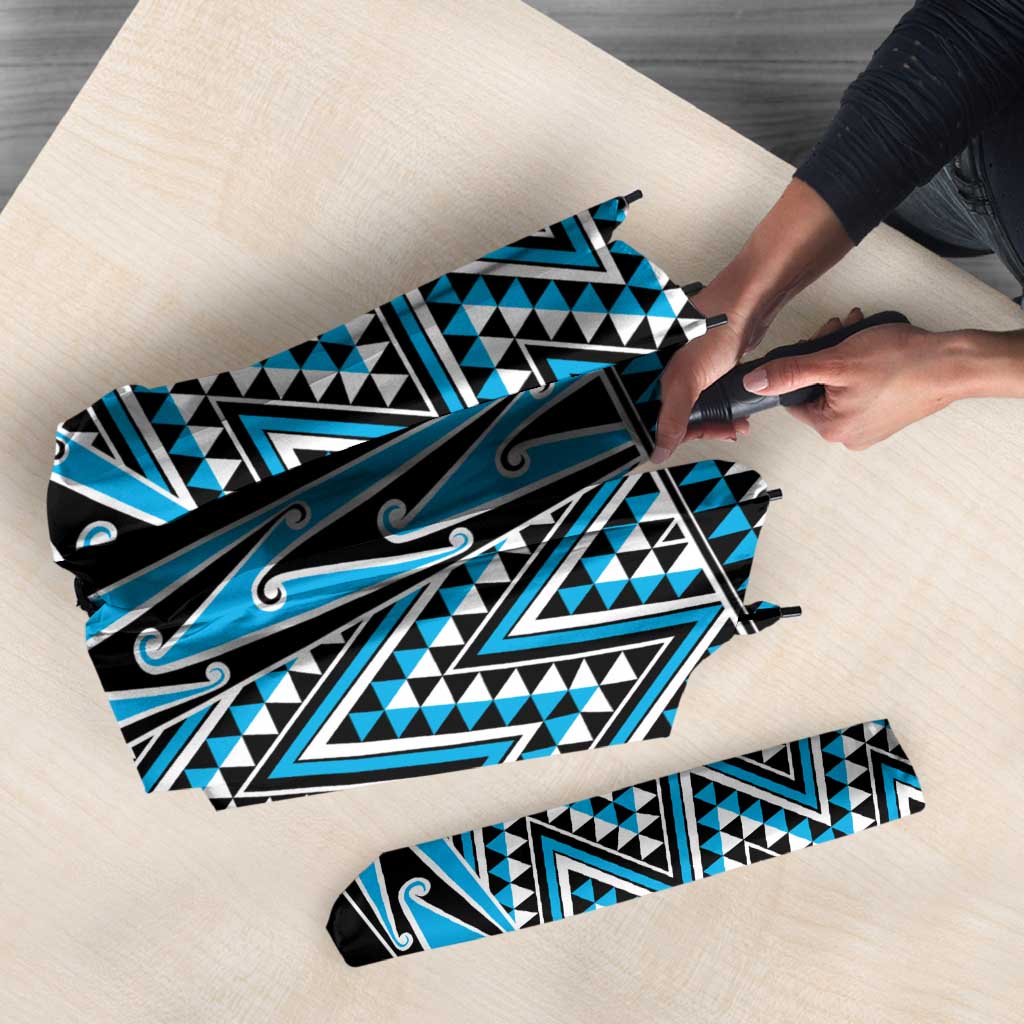 New Zealand Maori Niho Taniwha Umbrella Kikorangi Mangopare and Puhoro Pattern - Polynesian Pride
