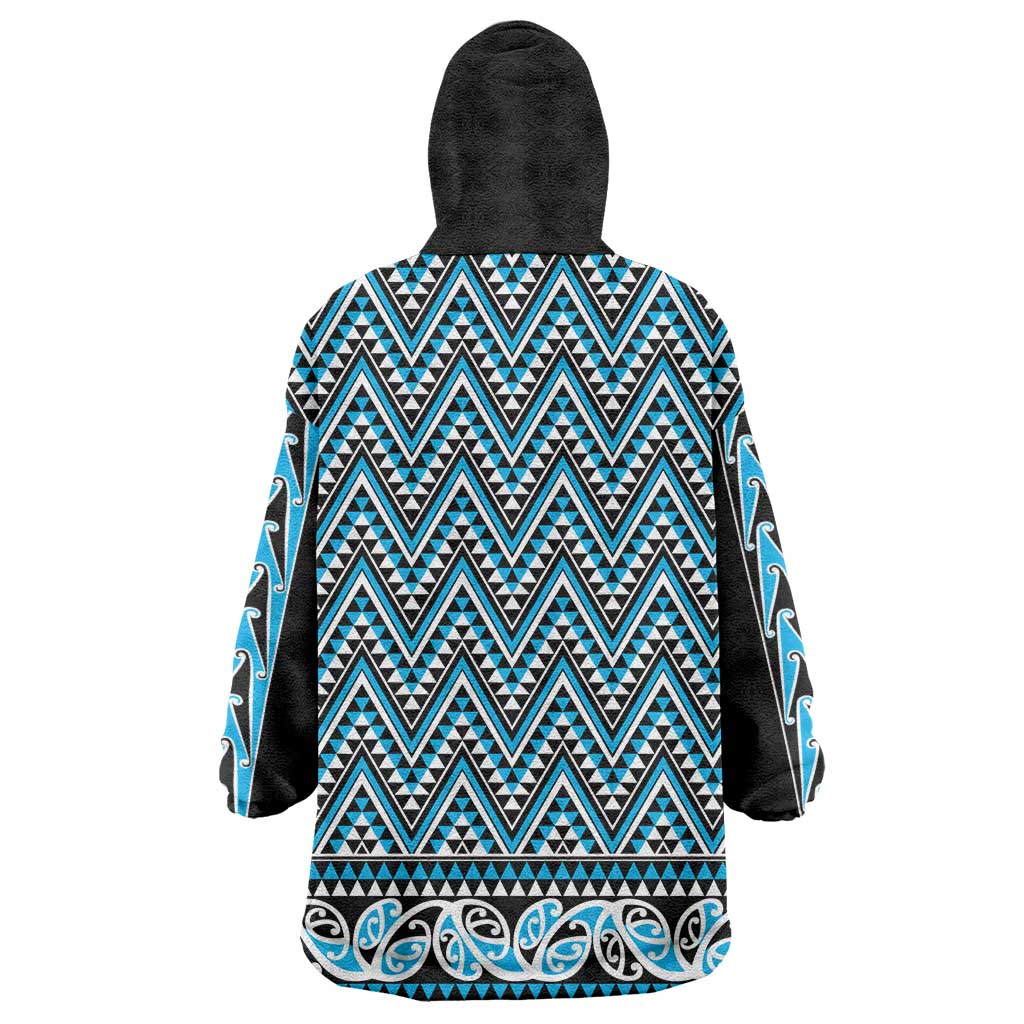 New Zealand Maori Niho Taniwha Wearable Blanket Hoodie Kikorangi Mangopare and Puhoro Pattern