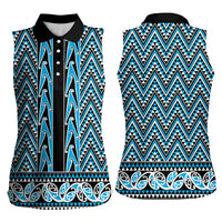 New Zealand Maori Niho Taniwha Women Sleeveless Polo Shirt Kikorangi Mangopare and Puhoro Pattern LT9 - Polynesian Pride