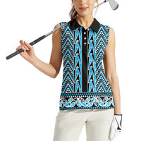 New Zealand Maori Niho Taniwha Women Sleeveless Polo Shirt Kikorangi Mangopare and Puhoro Pattern LT9 - Polynesian Pride