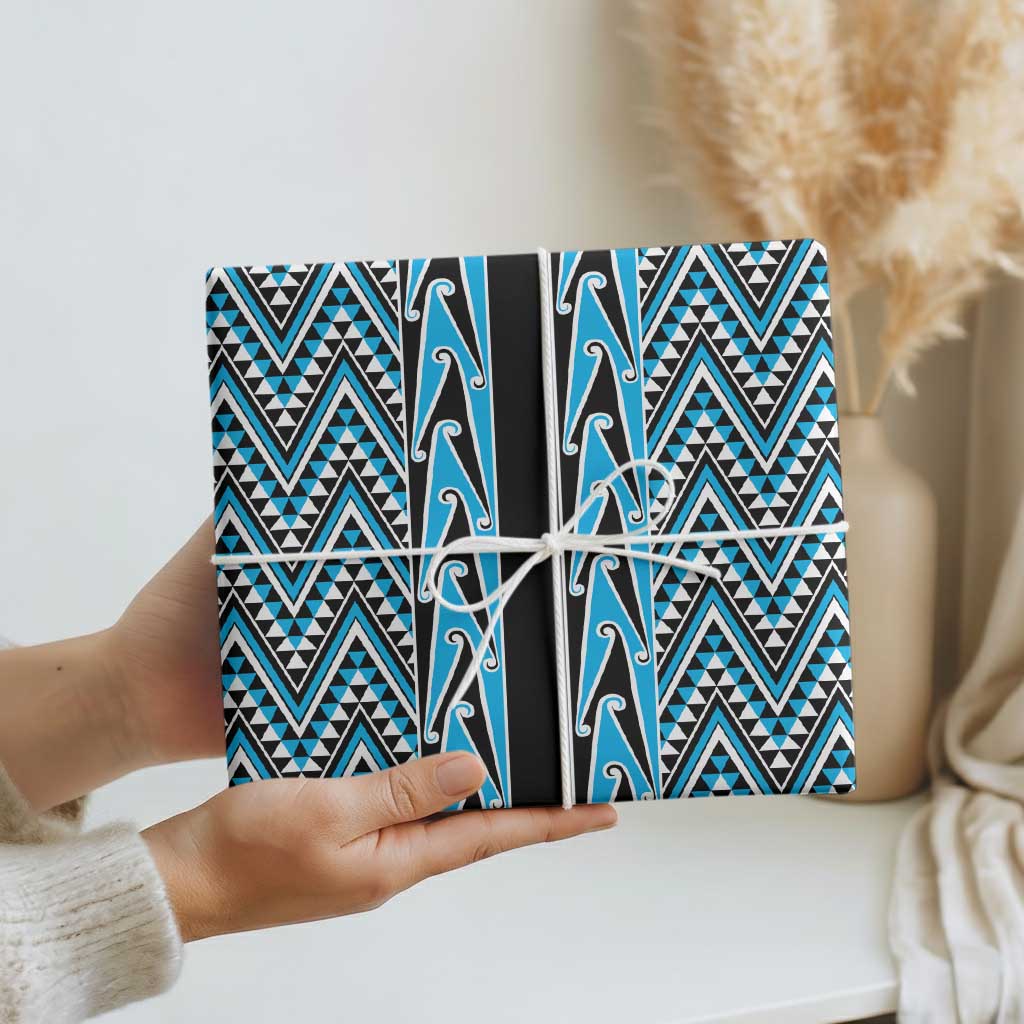 New Zealand Maori Niho Taniwha Wrapping Paper Kikorangi Mangopare and Puhoro Pattern - Polynesian Pride