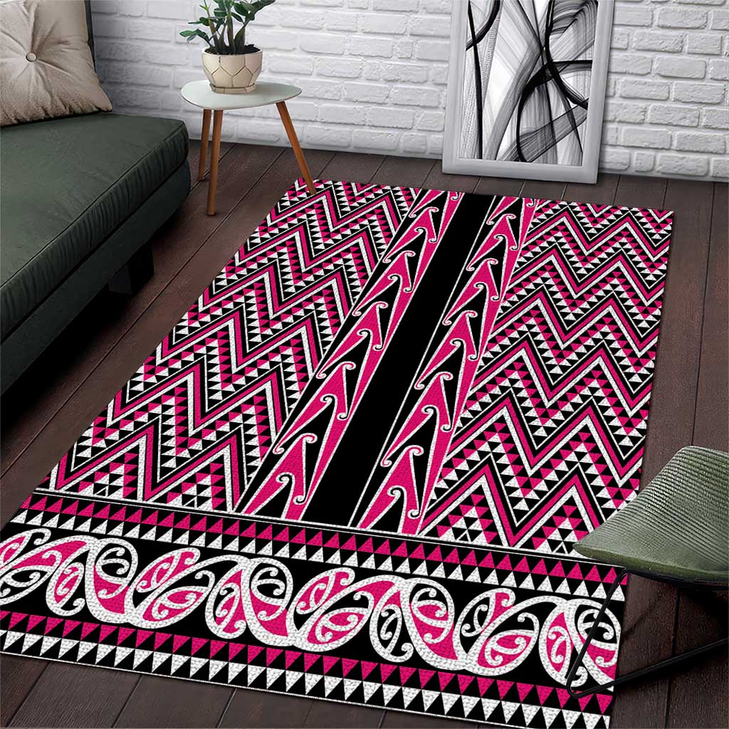 New Zealand Maori Niho Taniwha Area Rug Mawhero Mangopare and Puhoro Pattern