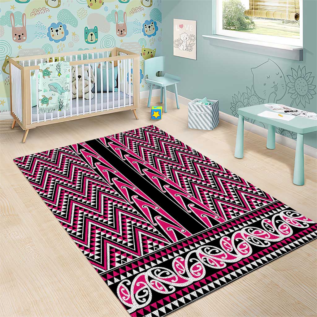 New Zealand Maori Niho Taniwha Area Rug Mawhero Mangopare and Puhoro Pattern