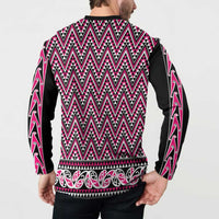 New Zealand Maori Niho Taniwha Button Sweatshirt Mawhero Mangopare and Puhoro Pattern