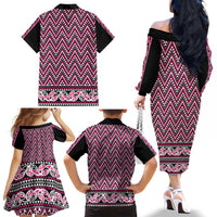 New Zealand Maori Niho Taniwha Family Matching Off The Shoulder Long Sleeve Dress and Hawaiian Shirt Mawhero Mangopare and Puhoro Pattern LT9 - Polynesian Pride