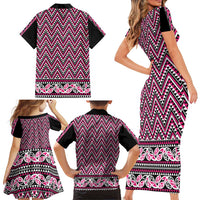New Zealand Maori Niho Taniwha Family Matching Short Sleeve Bodycon Dress and Hawaiian Shirt Mawhero Mangopare and Puhoro Pattern LT9 - Polynesian Pride