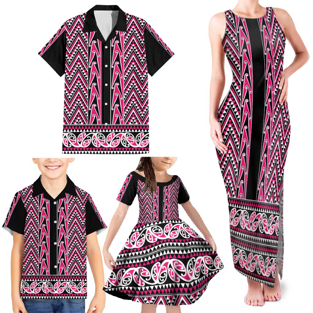 New Zealand Maori Niho Taniwha Family Matching Tank Maxi Dress and Hawaiian Shirt Mawhero Mangopare and Puhoro Pattern LT9 - Polynesian Pride
