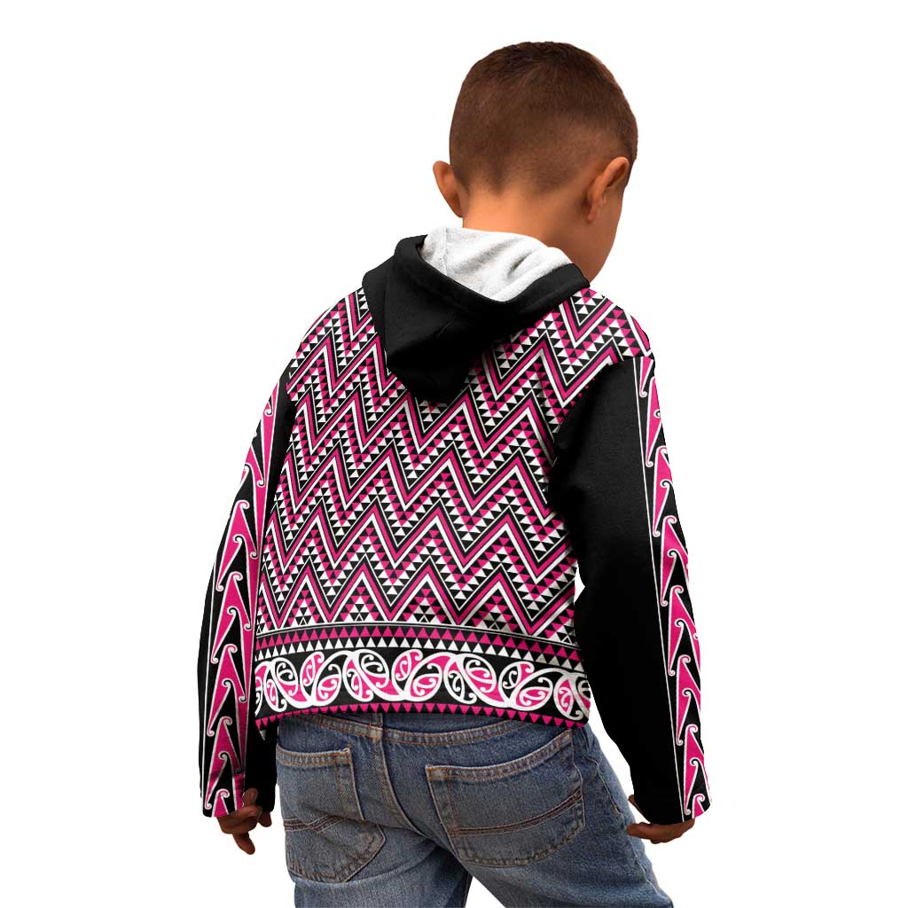 New Zealand Maori Niho Taniwha Kid Hoodie Mawhero Mangopare and Puhoro Pattern