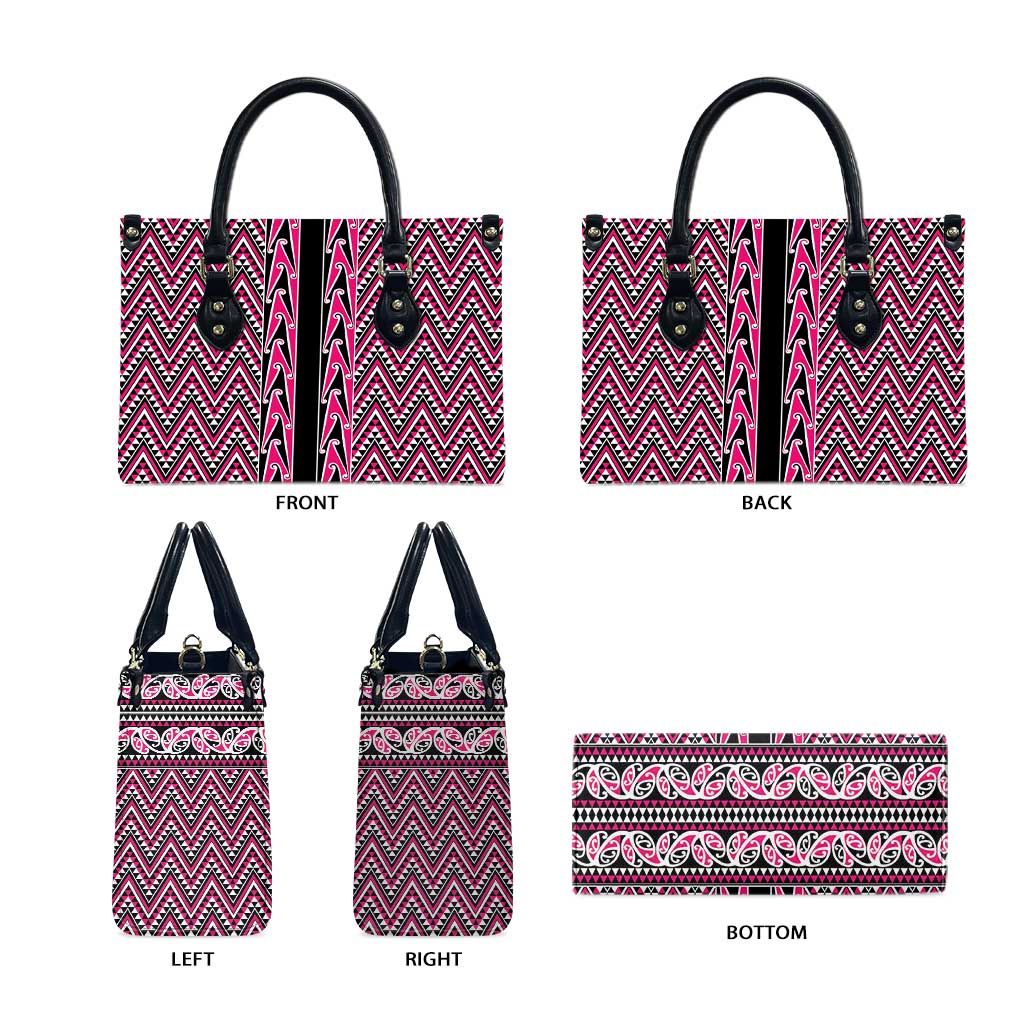 New Zealand Maori Niho Taniwha Leather Bag Mawhero Mangopare and Puhoro Pattern - Polynesian Pride