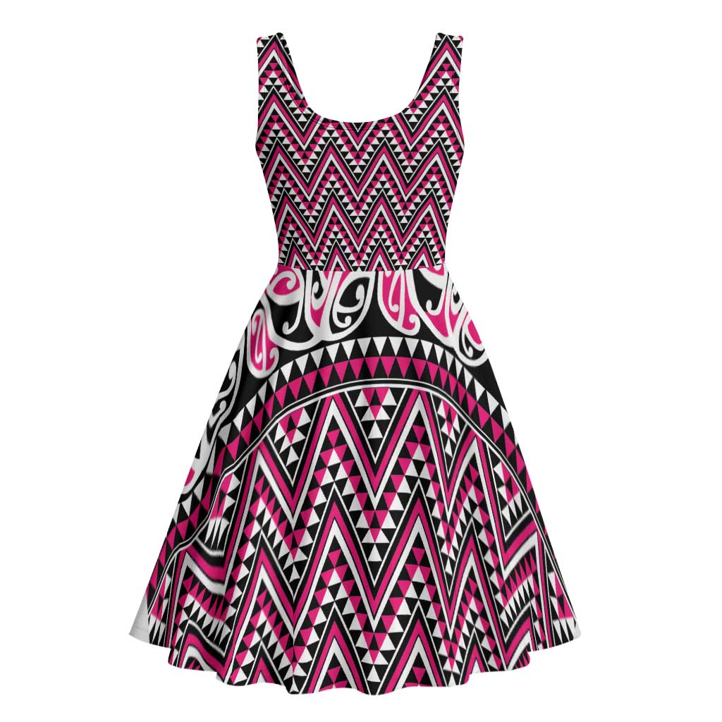New Zealand Maori Niho Taniwha Midi Dress Mawhero Mangopare and Puhoro Pattern - Polynesian Pride