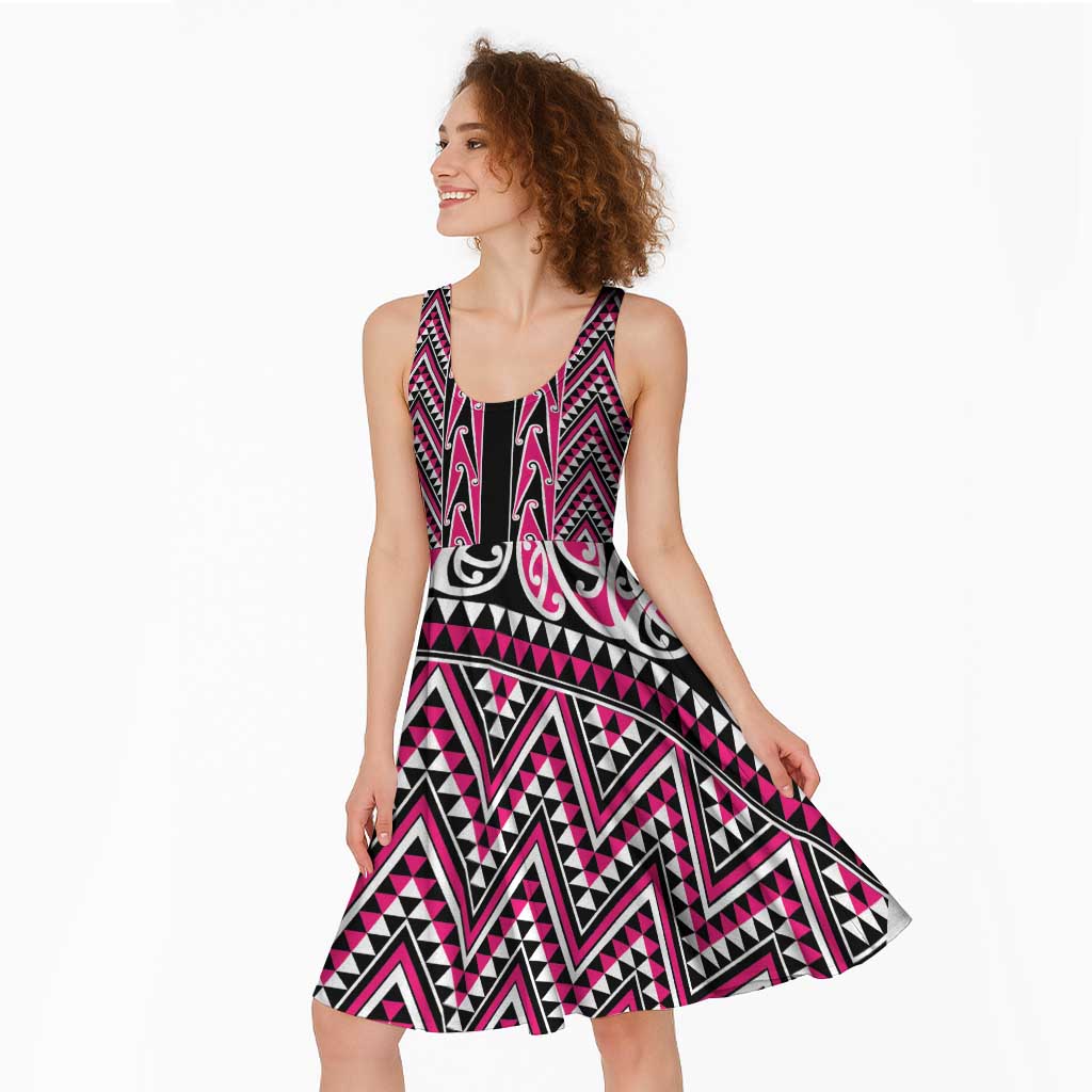 New Zealand Maori Niho Taniwha Midi Dress Mawhero Mangopare and Puhoro Pattern - Polynesian Pride