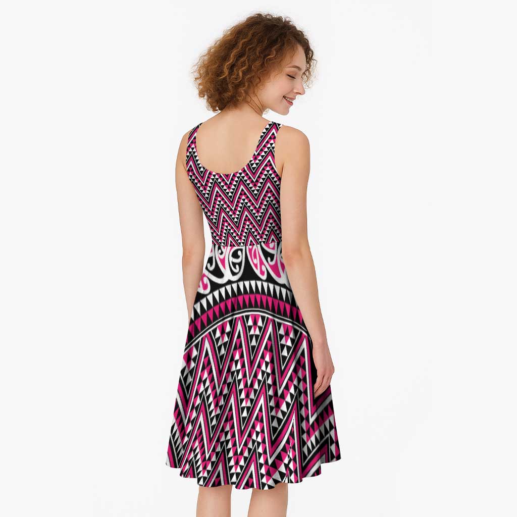 New Zealand Maori Niho Taniwha Midi Dress Mawhero Mangopare and Puhoro Pattern - Polynesian Pride